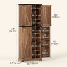 HOMCOM - Armoire de cuisine 64 po avec étagères ajustables - brun-Les panneaux de particules à revêtement mélaminé offrent un aspect élégant et une grande durabilité 