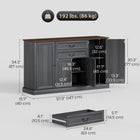 HOMCOM - Buffet de style ferme 57,9 po L avec station de charge - grain de bois noir-Style maison de campagne avec moulures couronnées, panneaux encadrés et poignées vintage 