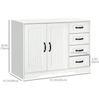 HOMCOM - Buffet moderne 41,3 po L avec 4 tiroirs et 2 portes à panneaux rainurés - blanc-S’intègre parfaitement dans la salle à manger, la cuisine, le salon ou d’autres espaces restreints nécessitant du rangement 