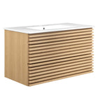 Modway - Render Support mural de 36" Vanette de salle de bain - Oak White-Vanité moderne du milieu du siècle