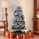 HOMCOM - Sapin de Noël artificiel illuminé de 5 pieds avec ornements bleus-Installation rapide grâce à la conception en sections 