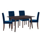 Modway - Prosper 5 pièces Velours rembourré Ensemble à manger - Cappuccino Navy-Table de cuisine moderne/Chaises de salle à manger Parsons