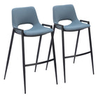 Zuo - Desi Tabouret de bar - Gris azur - Ensemble de 2-Support pour les bras