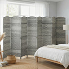 HOMCOM - Cloison autoportante tressée à la main 8 panneaux pour chambre - gris mélangé-Motif tressé avec sommet arqué pour plus d'élégance  
