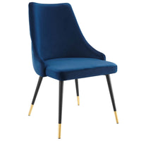 Modway - Adorn Touffe Performance Velvet Fauteuil d’appoint de salle à manger - Marine-Chaise à manger vintage moderne d’accent