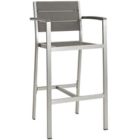 Modway - Shore Terrasse extérieure Aluminium Tabouret de bar - Gris argenté-Tabouret de bar extérieur moderne