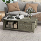 HOMCOM - Table basse style ferme avec tiroir et étagère de rangement pour salon - gris-Grand espace de rangement avec 2 étagères ouvertes et 1 tiroir