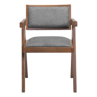 Zuo - Delhi Chaise de salle à manger - Gris/Noyer - Ensemble de 2-Polyester doux et chaleureux