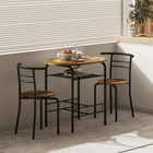 HOMCOM - ensemble de salle à manger 3 pièces 31,5 po avec étagère de rangement - brun rustique-Fabriqué en MDF robuste et structure en métal pour plus de durabilité