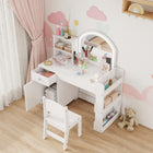 Qaba - Coiffeuse pour enfants avec miroir éclairé - blanc-Fabriqué avec une planche MDF robuste, supportant jusqu'à 50 kg en toute sécurité  
