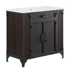Modway - Steamforge 36" Vanette de salle de bain - Blanc Noir-Meuble de salle de bain industrielle moderne