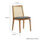 Modway - Monarch Bois et rotin Fauteuil d’appoint de salle à manger - Gris naturel miel-Rembourrage en mousse dense