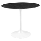 Modway - Lippa Rond de 36 po Faux marbre Table à manger, Blanc Noir-Table à manger moderne