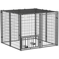 PawHut - Enclos pour chien extérieur avec gamelles réglables et rotatives - 4,6 pi x 4,6 pi x 3,7 pi-Une surface d'activité de 21 pi² (1,96 m²) offre amplement d'espace pour la détente du chien 
