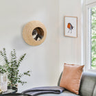 PawHut - Étagère murale pour chat, condo mural avec coussin - beige-Fabriqué en jonc pour un aspect naturel 