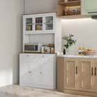 HOMCOM - Armoire de garde-manger 71 po avec espace pour micro-ondes et unité haute - blanc-Les étagères réglables permettent d'adapter le rangement aux objets de cuisine plus hauts 
