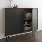 Nexera - Console de rangement 2 portes Slim, Muscade et gris charbon-6