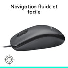Logitech M100 Souris USB Filaire Ambidextre - Gris-Passez à la Souris Sans Fil Silent M330 de Logitech : La liberté du sans fil et un confort amélioré avec la souris M330, avec forme sculptée et prises en caoutchouc et clics silencieux