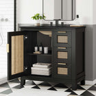 Modway - Dixie 36" Solide Armoire à coiffeuse de salle de bain - Noir noir-Poignées en laiton satiné