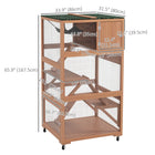 PawHut - Catio 34 po L maison pour chat d’extérieur sur roulettes - 33,9 po L x 31,5 po l x 65,9 po H - orange-Convient à trois chats partageant le dortoir divisé, jusqu'à 12 lb (6 kg) 