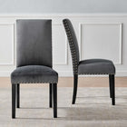 Modway - Parcel Performance Velvet Fauteuils d’accompagnement à manger Ensemble de 2 - Charbon de bois-Rubberwood Legs
