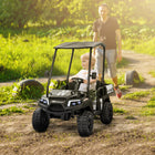Qaba - Voiture électrique pour enfants 24V à batterie avec 2 places assises - noir-Pare-soleil, rangement arrière, musique, klaxon et lumières pour un amusement réaliste 