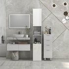 Kleankin - Armoire de salle de bain haute brillance avec porte et étagères - blanc-Assemblage requis 