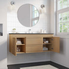 Modway - Render Fixation murale de 48" Vanette de salle de bain - Noir de chêne-Tiroirs à extension complète