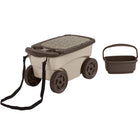 Suncast - Scooter de jardin – Taupe avec couvercle moka-Coussin de genou amovible inclus