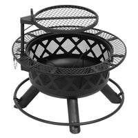 Shinerich - Foyer 24 po avec grille-Comprend un support à bûches et un tisonnier