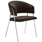 Modway - Nella Rembourré Performance Velvet Chaise à manger Ensemble de 2 - Marron chocolat-Goupilles de pied protectrices