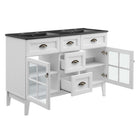 Modway - Isle Double 48" Armoire à coiffeuse de salle de bain - Blanc Noir-Bassins à double évier en céramique