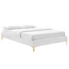 Modway - Sutton Performance Velvet Cadre de lit King, Blanc-Poutre centrale renforcée et jambes de soutien