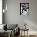Connor McDavid 20x29 Oilers Action-V - Toile encadree - 22" x 31"-Prêt à accrocher - livré entièrement assemblé