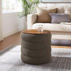 Modway - Mezzo Manche Tissu Boucle Ottoman de stockage - Caillou-Couvercle de placage à grains de bois