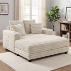 HOMCOM - Chaise longue-lit surdimensionnée rembourrée 60 po - beige-Profitez d’un espace généreux grâce à une assise extra-profonde conçue pour une relaxation totale 