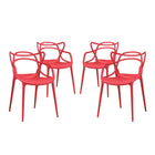Modway - Entangled Ensemble à manger Ensemble de 4 - Rouge-Chaise de salle à manger moderne