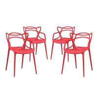 Modway - Entangled Ensemble à manger Ensemble de 4 - Rouge-Chaise de salle à manger moderne