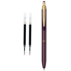 Zebra - Stylos à encre gel rétractables Sarasa Grand avec 2 recharges - pointe de 0,5 mm - Corps violet bordeaux - Encre noire-Clip pratique et facile à pousser