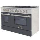 Kucht - 48 po Série KDF Cuisinière Pro Style à double combustible - Acier inoxydable/Gris ciment-Prêt pour le propane liquide pour une compatibilité flexible avec les sources de carburant