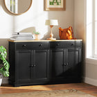 HOMCOM - Buffet 55,1 po L avec rangement - noir-Convient pour la cuisine, le salon, la salle de bain pour ranger des ustensiles, de la papeterie ou des serviettes 