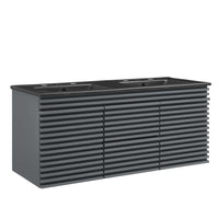 Modway - Render Fixation murale de 48" Vanette de salle de bain - Gris Noir-Vanité moderne du milieu du siècle