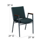 Flash Furniture – Chaise empilable robuste à revêtement vert à motifs et rembourrage de 3 po Hercules, avec accoudoirs, 4/pqt-Capacité de poids de 550 lb