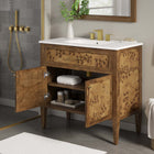 Modway - Elysian 36" Vanette de salle de bain - Brun blanc-Charnières de cuisine dissimulées