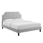 Modway - Sienna Performance Velvet Lit plateforme Queen, Gris clair-Velours de performance résistant aux taches