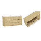 Manhattan Comfort - Clive 72" Commode double à 6 tiroirs style milieu du siècle moderne - Chêne naturel-Les tiroirs s’ouvrent sur des coulisses à extension 0,75 pour un accès fluide et pratique