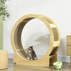 PawHut - Roue pour chat 36 po d’intérieur avec frein, coussinets à griffer - chêne-La couche intérieure du griffoir augmente la friction et satisfait les instincts de votre chat 
