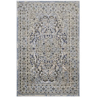 Modway - Elqenna Turc floral vintage orné Tapis de 5 pi l x 8 pi L - Bleu et crème-Tissage texturé à poil bas et doux