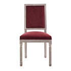 Modway - Court Vintage français Performance Velvet Fauteuil d’appoint de salle à manger - Bordeaux naturel-Capacité de poids de la chaise : 331 lb.