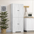 HOMCOM - Armoire de garde-manger de cuisine haute style ferme 71 po - blanc-Les étagères réglables vous permettent de ranger des objets encore plus grands sans vous soucier de leur taille 